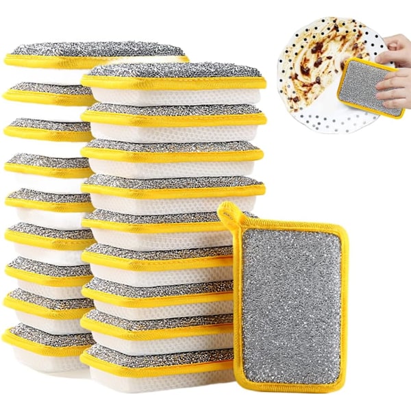 Disksvamp, dubbelsidig köksdisktrasa, absorberande svamp för flera ändamål, diskrengöringsdyna för skålar, diskmaskin för kök 20pcs