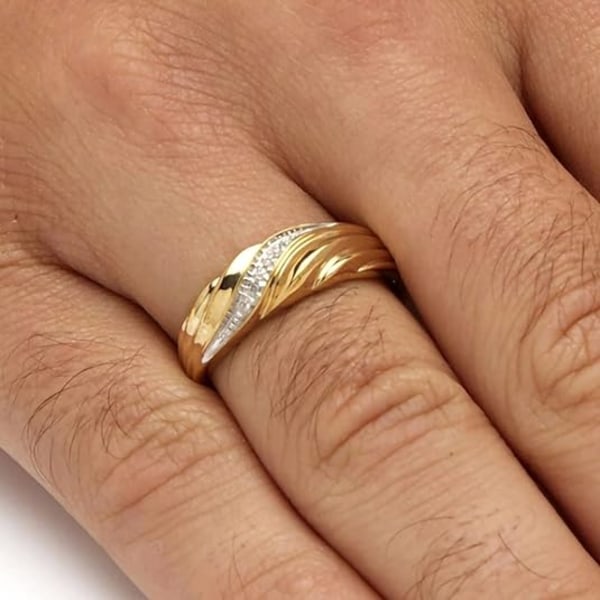 14K guldpläterad Chunky Twisted Band Ring | Croissant Dome Ring | Guld Tjocka flätade ringar för kvinnor