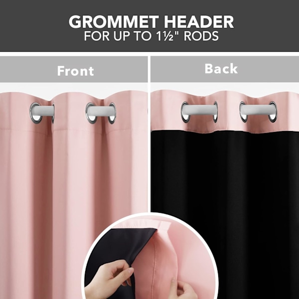 Rumgardiner, 100 % mörkläggande dubbelskiktsgardiner, mörkläggning av hela rummet, sovrum/vardagsrum/småbarn/flicka/barnrumsgardiner (kristallrosa, 52 tum x 84 tum)