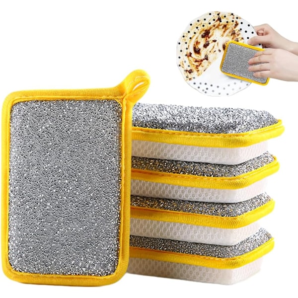 Disksvamp, dubbelsidig köksdisktrasa, absorberande svamp för flera ändamål, diskrengöringsdyna för skålar, diskmaskin för kök 5pcs
