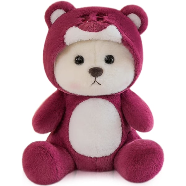 Pink Bear Stuffed Animal, Bear Stuffed Animal with Removable Hat, Sleep Birthday Gift for Boys and Girls (10.2 Inch)