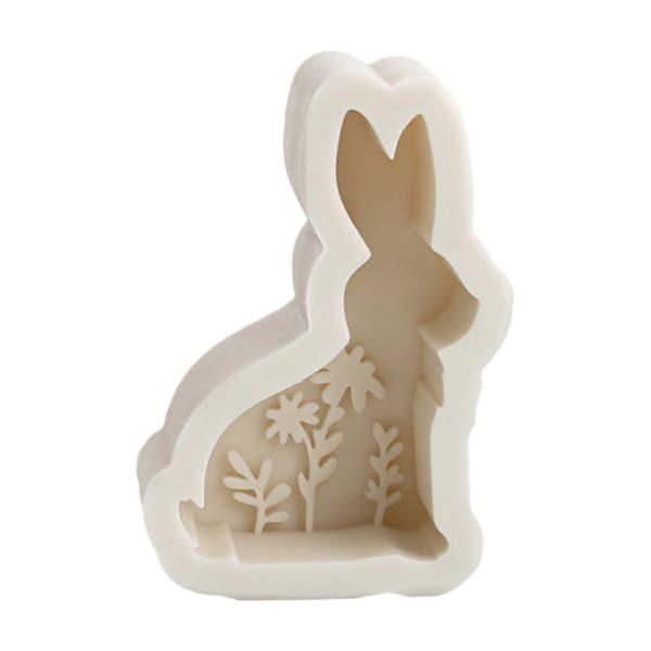 Preget Blomst Kanin Silikonform DIY Vokslysformer Aromaterapi Støpeform Håndlaget Dyretema Ornament