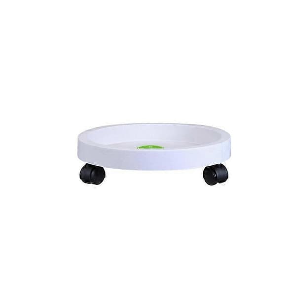 Suuri pyörällinen kasviteline - Vihreä pyöreä alusta 35cm White 28cm
