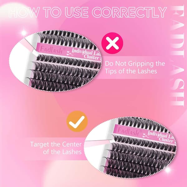 Fadlash Wispy Cluster Lashes DIY individuelle vipper 0.07D Curl 8-16mm 60D vippeextensions genanvendelige bløde fluffy vippeextensions (3D Effect)40D+50D-0.07D MIX (12-18)