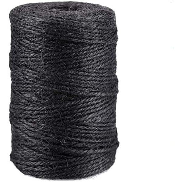 328 fot naturlig bomullsrep Beste kunst- og håndverksgavehyssing Julehyssing Holdbar emballasjesnor for gavepynt (Farge: Svart)