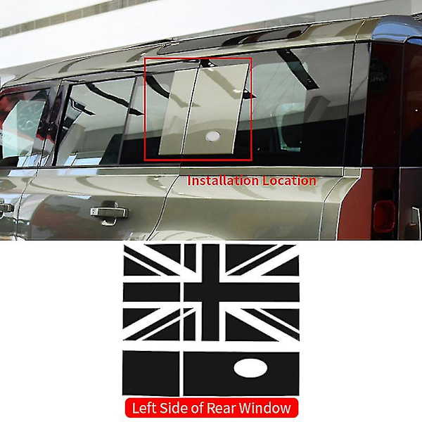 För Land Rover Defender 110 - Bakre Dörr Yttre Sidofönster Dragblommfilm Dekaler Emblem Biltillbehör Left side