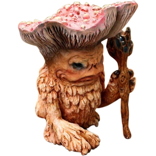 Trädgårdshartsstaty, Fairy Svamp Elf Shaman Wizard Troll Resin Hantverk Skulptur Utomhus-GNOME-figur