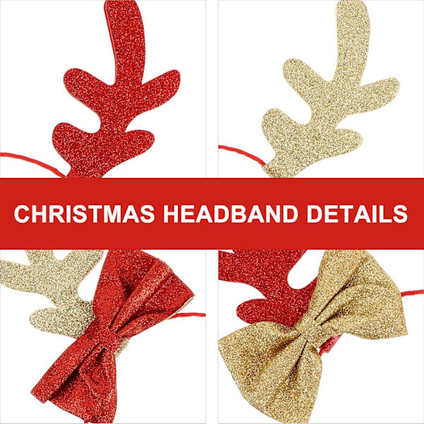 2 st julrenhorn diadem glänsande ren horn diadem rosett hårbåge jul ren diadem hårband med rosetter jul huvudbonad