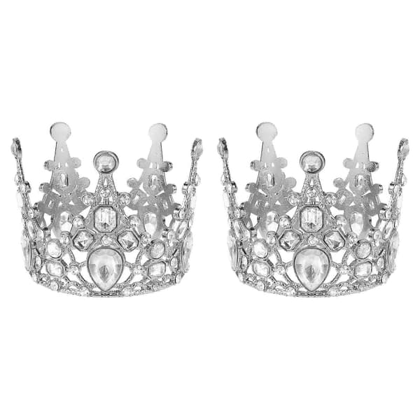 Fødselsdagskrone Metal Cupcake Topper til Pynt 2 Stk Sølv Kagepynt