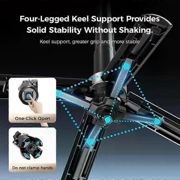 4-i-1 Multifunksjonell Magnetisk mini Selfiestang med 360 Rotasjon Trådløs Bluetooth-kontroll Magnetisk Telefonholder