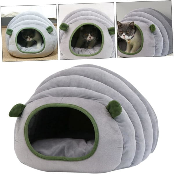1-delad set katt sovplats inomhus katt husdjur plysch katt säng inomhus katt hamster bur husdjur säng katt sovplats igelkott bur grå kristall