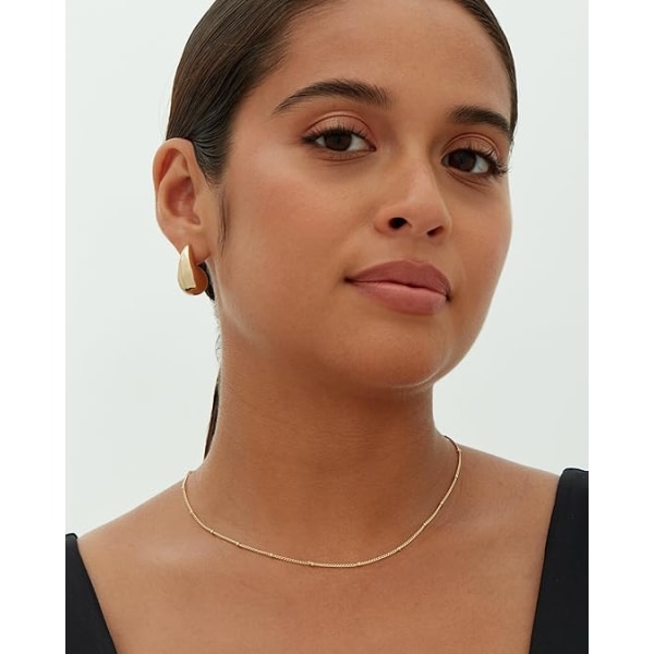 Silver Post Teardrop Chunky Hoop Earrings | Lätta Drop Earrings för Kvinnor | Designer Dupe Earrings