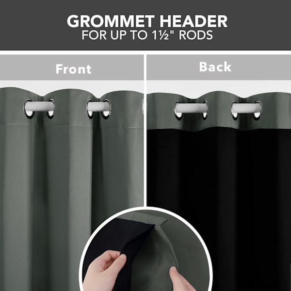 Grå gardiner, mørkleggingsgardiner med hemper, fullstendig mørklegging, termisk isolasjon, støyreduksjon (B 52 x L 84 tommer, mørk grå)