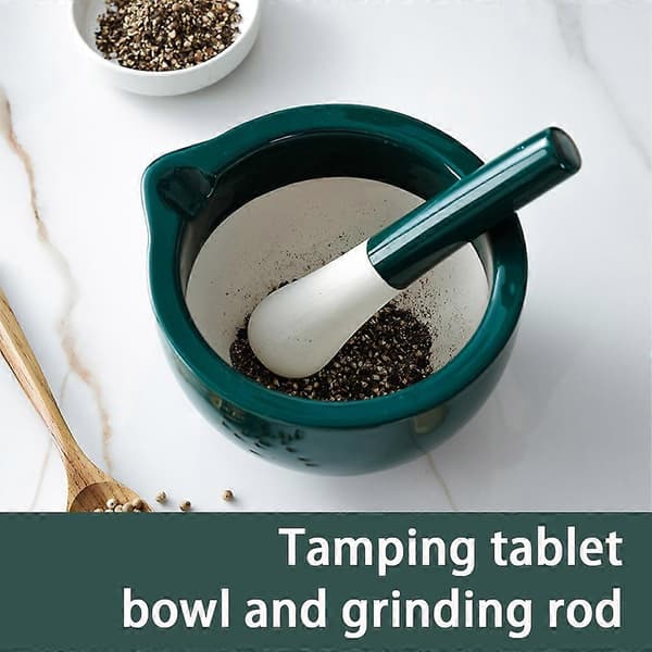 Mortel och mortelstöt i porslin, örtkvarn i keramik, tål maskindisk