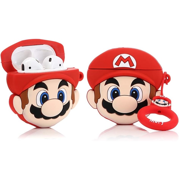Cartoon skyddande fodral för Airpods 2:a/1:a generationen, 3D animerad karaktärsdesign silikon skyddande fodral stöttåligt skyddande fodral med nyckelring