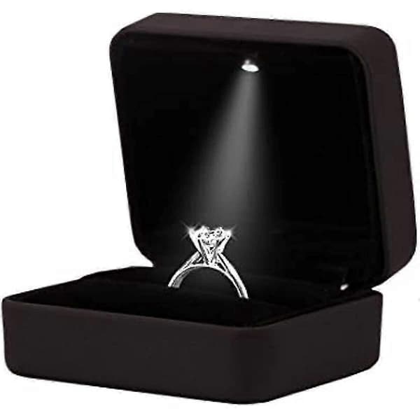 2025 Forlovelsesring LED-lys Ringboks Smykkegaveboks Black square