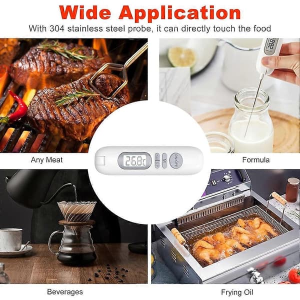 Matlagningstermometer LCD Digital Uppladdningsbar Termometer för Matlagning Utomhus BBQ Kött Elektronisk Matlagningstermometer