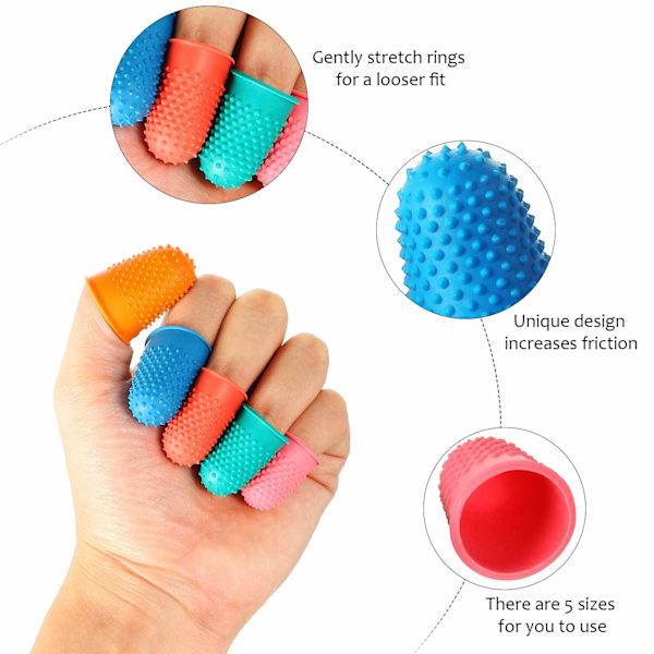 20 stk. gummi fingerspidsbeskyttere til optælling af penge, sortering, skriveopgaver, varm lim og sportsgrene, tyk genanvendelig beskytter
