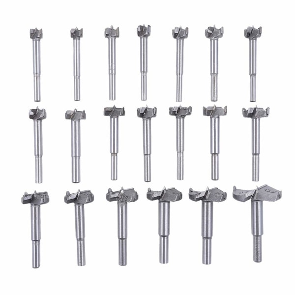 20Pcs Drill Bits,Tungsten Steel Woodworking Hole Saw Set, Wood Cutter Auger Opener Round Shank Drilling Cutting Tool (14mm-50mm)