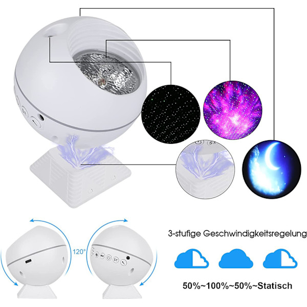 Stjernehimmel lys aurora projeksjonslys bil hjemme atmosfære stjernehimmel lys full himmel stjerne vann korn måne led nattlys RGBW 8W