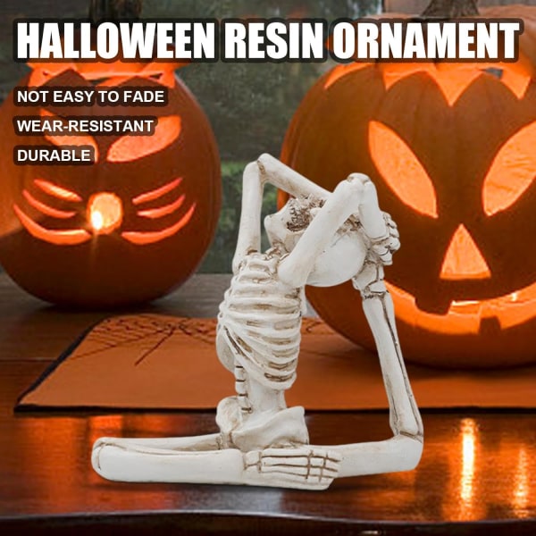 Spooky Spiritual Skull Resin Sculpture - Rolig Halloween-dekoration - Day of the Dead-dekoration - Yogadekoration för kontor