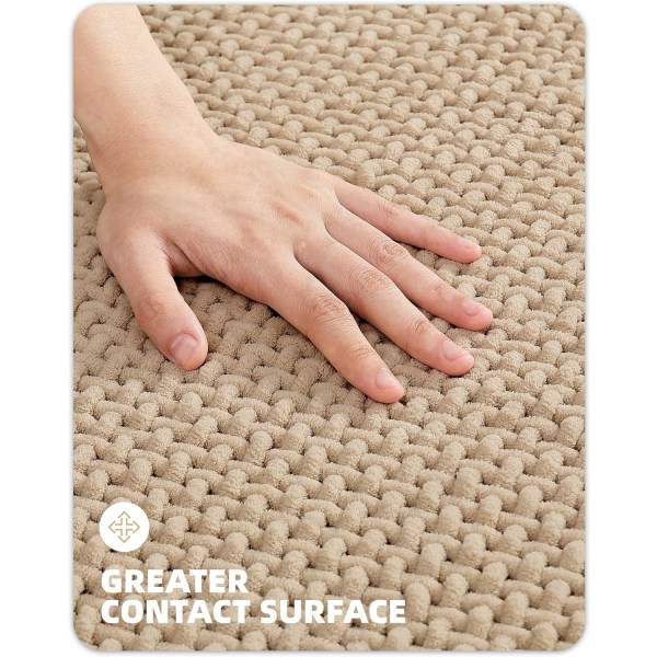 16\"x24\" Chenille Badrumsmattor - Färg G Tunna Badrumsmattor Passar Under Dörr - Absorberande, Platt, Halkfri, Mjuk, Maskintvättbar
