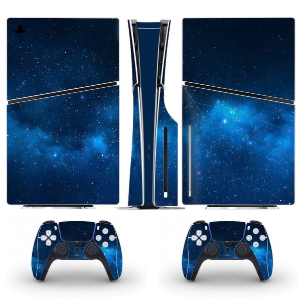 Playstation 5 Slim Ps5 Slim Blå Skin Dekal Og Kontroller Klistremerker Sett, Riperesistent (Disk) Style15