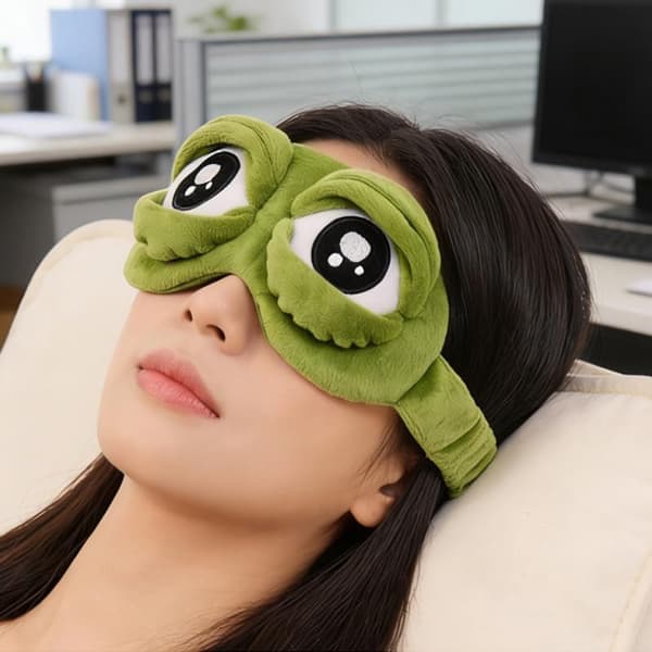 Frog Sleep Mask Funny Plush Eye Mask Adjustable Light Blocking Cover for Travel Rest