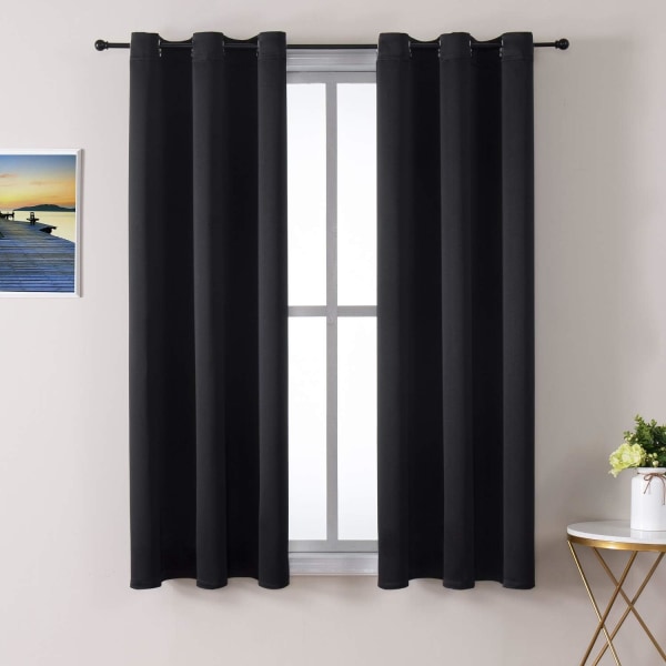 Gardin med öljetter för sovrum och vardagsrum - 2 paneler set termiskt isolerade mörkläggningsgardiner 42 x 63 tum