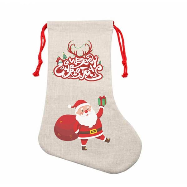 Heat Transfer Christmas Stocking Sublimation Blank Linen Socks Ornament DIY