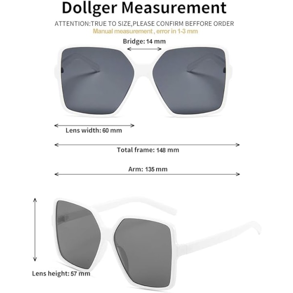 Overdimensjonerte firkantede solbriller for kvinner Store store brede fasjonable nyanser for menn 100 % UV-beskyttelse Unisex