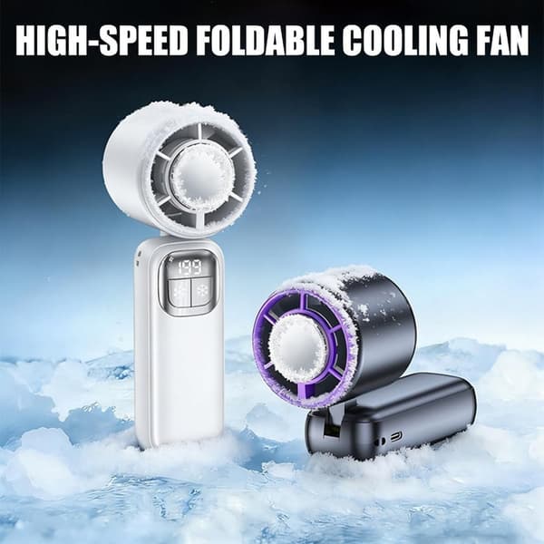 Mini bærbar køleventilator med 199 tilstande, genopladelig håndventilator, foldbart design, til hjemmet, kontoret, stranden og udendørs White