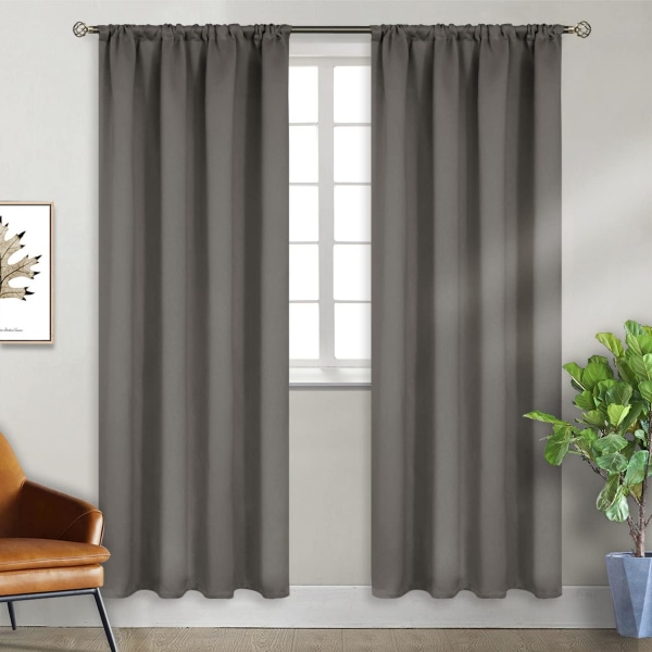 od Pocket Hvite Gardiner for Stue - Termisk Isolerte Vindusbehandlingsgardiner for Soverom, 2 Paneler, 52 x 63 Tommer