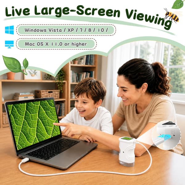 SEEKID Microscope for Kids 200-1000X, STEM Toy Science Kit for Kids (White)
