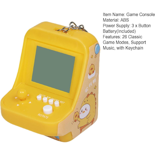 Micro Player Mini Arcade-maskin med nyckelring, 26 klassiska spellägen Stöd musik Mini byggstensspelkonsol för barn Blå