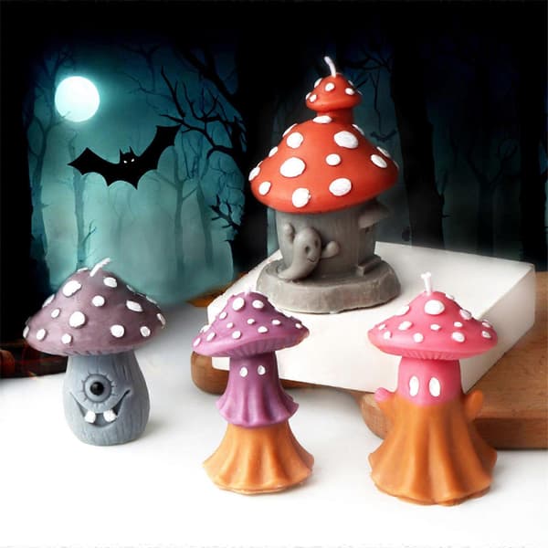 Silikoneforme Svampehus Lysforme Halloweenforme Håndlavede Bageforme Epoxyharpiksforme til Lysfremstilling