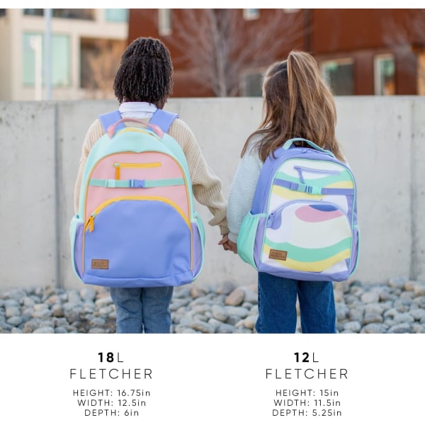 Enkel modern ryggsäck för toddler för skolflickor | Kindergarten Elementary Barn Ryggsäck | Fletcher Collection | Barn - Medium (15" lång) | Cali Sky