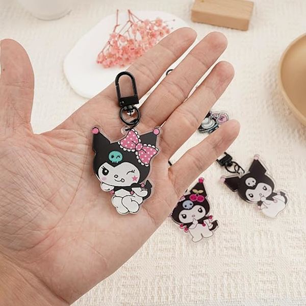 Cartoon Keychain Set Anime Keychain Kitty Key Ring Set Pink Teen Färgglad Akryl Nyckelring för Flicka