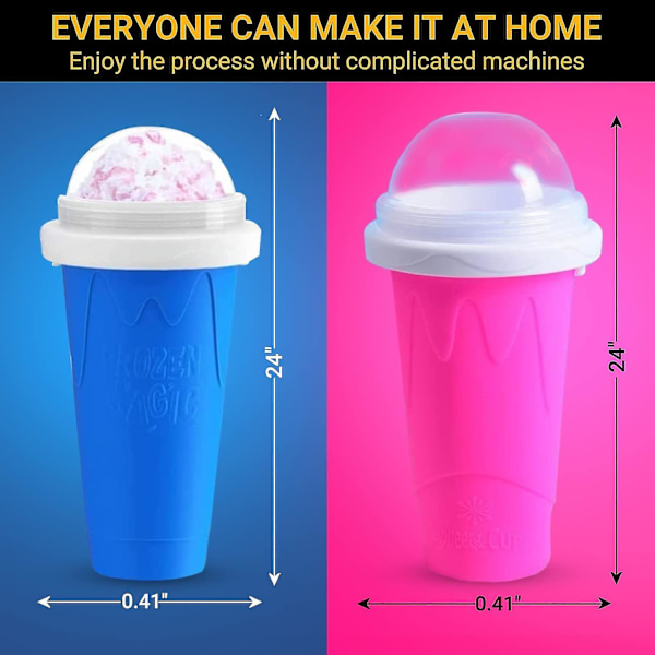 Kryc-Hjemmelavet smoothie kop, one-squeeze iskop, kølekop, hurtig nedkøling om sommeren, ryst og klem kop rose red 301-400ml