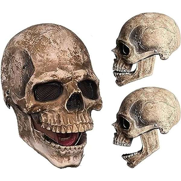 Halloween Mask Creepy Full Head Skull Mask med rörlig käke Halloween Scary Skull Mask Latex Helmet Skelett Masker för Cosplay Carnival Party Props