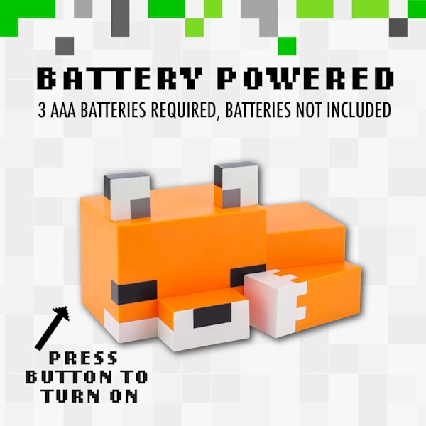 Minecraft Räv Nattlampa - Officiellt Licensierad, Söt Lampa, Present till Pojkar & Flickor, Spelrumstillbehör & Dekoration för Barnrum, Färgrik