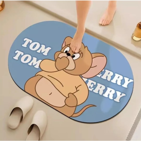 50X80cm Tegneserie Ost Tom og Jerry Diatom Mud Gummimåtte Dørmåtte Gulvmåtte Børnegave, Værelse Dekoration,Hus Dekoration,Badeværelse Gulvmåtte (Jerry) Style05 50*80cm