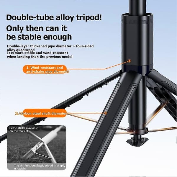 1,75M Auto Open Selfie Stick Stativ med 360° Selfie Stick Auto Open Mekanisme Selfie Stick Stativ til Rejse Telefon A