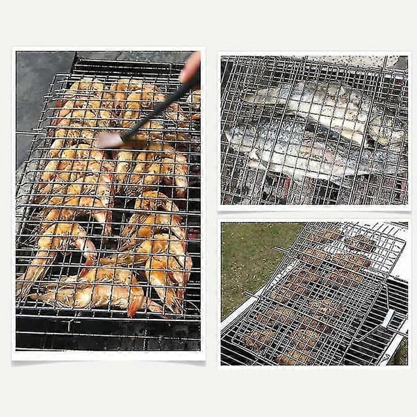 Värmebeständig grillkorg vikbar rostfri kött grönsaksbiff grillbricka för utomhusbruk