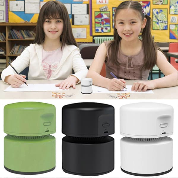 Small Rechargeable Desktop Vacuum Cleaner for Crumbs, Table Sweeper with Crevice Cleaning Head for Rubber Residue, Small Gaps