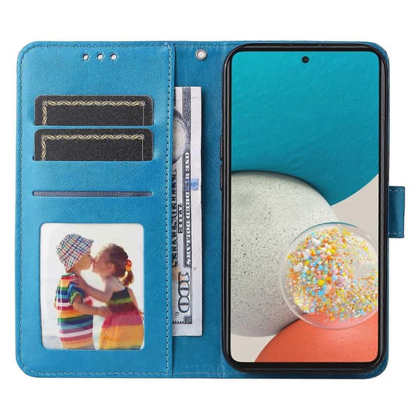 Compatible with Samsung Galaxy A53 5G Sunflower Pattern Magnetic Closure Phone Case PU Leather Stand Flip Wallet Case with Wrist Strap