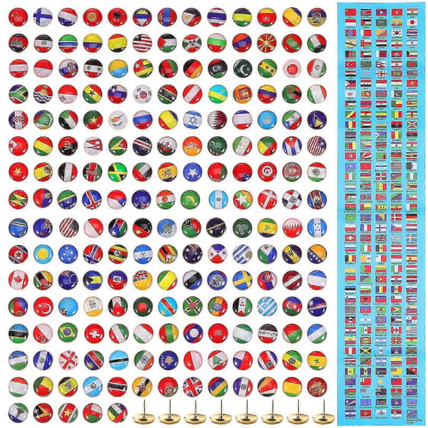 200 Pieces Flag Pins Creative Push Pins Thumbtacks Creative Thumbtacks World Map Push Pins Map Pins 2025