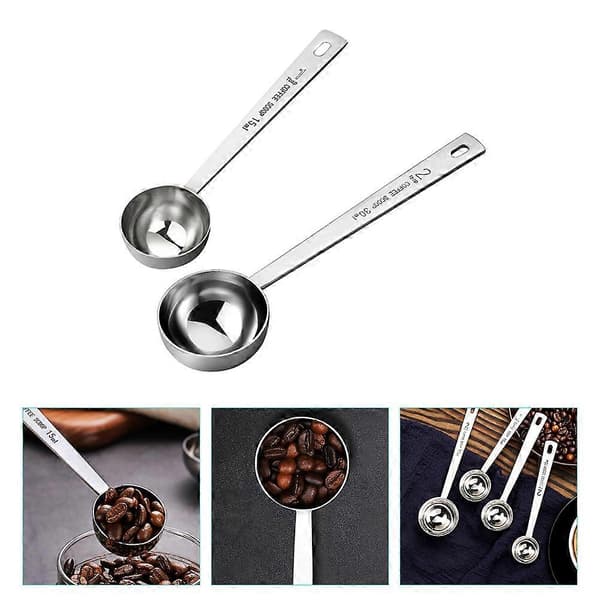 2 stk. måleske i rustfrit stål kaffeske bagepulver måleske