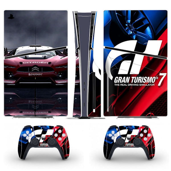 Playstation 5 Slim Ps5 Slim GT Gran Turismo 7 Skin Decal Och Controller Stickers Set, Reptålig (Disk) Style12