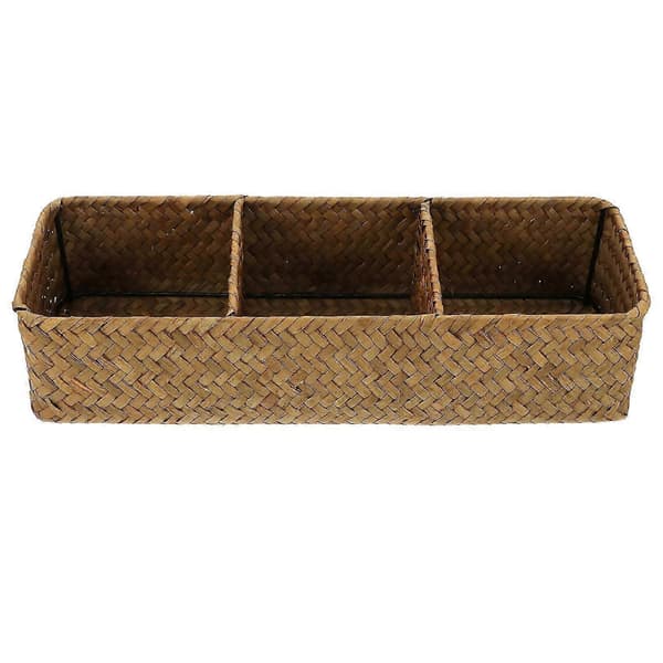 Hemförvaringskorgar Rektangulär Form Sjögräs Vävd Organizer 37X12X8CM 1st